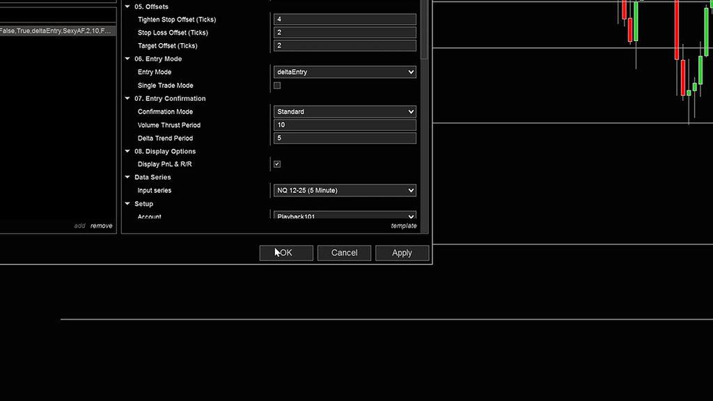 Strategy Properties 'OK' Button